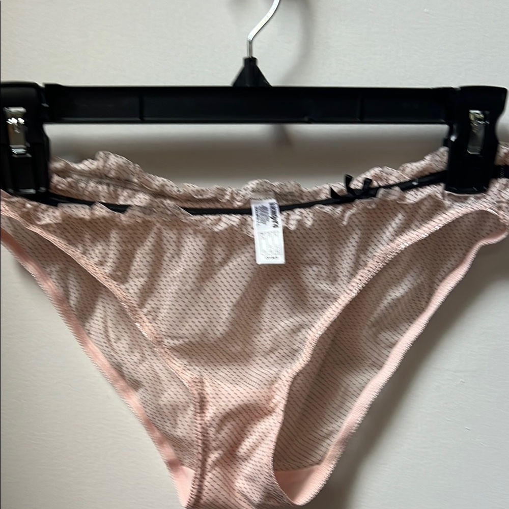Pink and Black Lace Trim Bikini Panties